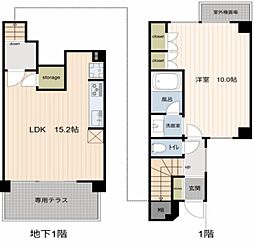 グローイングコート中野江原町 1階1LDKの間取り