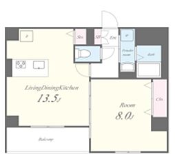 TSレジデンス東陽町 5階1LDKの間取り