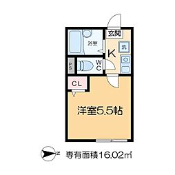 ブライトコート綾瀬II 1階1Kの間取り