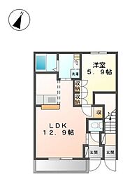 Dモンド 1LDKの間取図画像