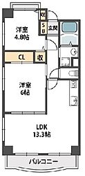 グレイスアベリア 2LDKの間取図画像