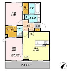 ハピネスB 2LDKの間取図画像