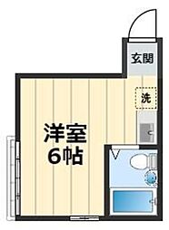 リシェス鶴間 1Kの間取図画像