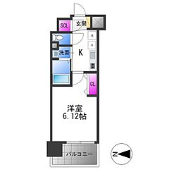 Luxe布施北3 1Kの間取図画像