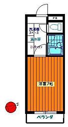 大塚堰場ハイツ 1Kの間取図画像