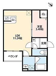 フォレストアレイ 1LDKの間取図画像