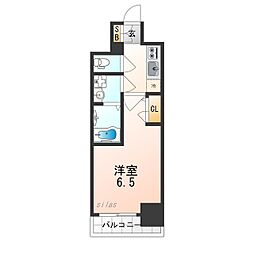 阪神本線 出屋敷駅 徒歩10分の賃貸マンション 9階1Kの間取り
