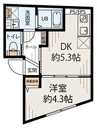 コンフォートわせだ 3階1DKの間取り