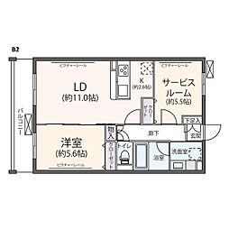 ピア新百合山手 1SLDKの間取図画像