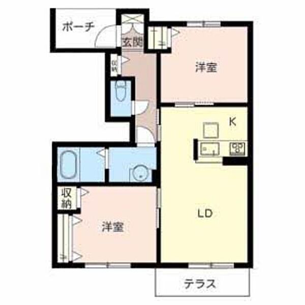 逢坂セントラルハイツ 0103｜奈良県香芝市逢坂１丁目(賃貸アパート2LDK・1階・58.08㎡)の写真 その2