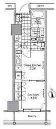 パークハビオ門前仲町 1DKの間取図画像