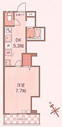 コーポラス鹿濱 1DKの間取図画像