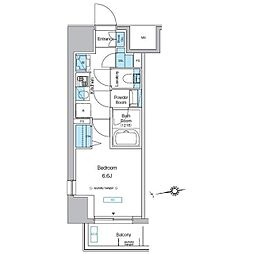 プレディアコート北千住 1Kの間取図画像