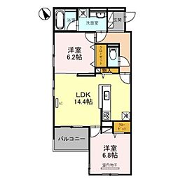 JR東海道・山陽本線 尼崎駅 徒歩14分の賃貸アパート 2階2LDKの間取り