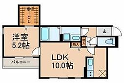 中央区宮崎町計画 2階1LDKの間取り
