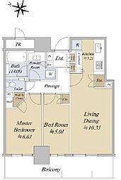 パークタワー西新宿 2LDKの間取図画像