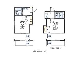 レオパレス上溝第2 1Kの間取図画像