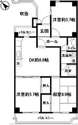 H・M・Cあざみ野あざみのリッセ 3DKの間取図画像