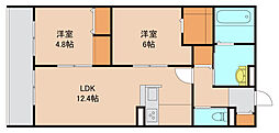 ルガロ市川 2LDKの間取図画像