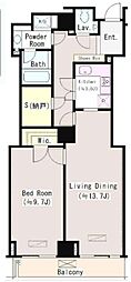 恵比寿ガーデンテラス弐番館 1LDKの間取図画像