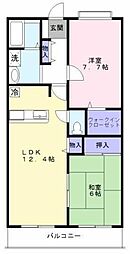 ヴァンテアン 2LDKの間取図画像