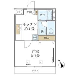 ヴィルクレール1 1Kの間取図画像