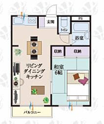 b'CASA坂戸2re-born 1LDKの間取図画像