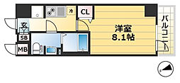 アドバンス神戸グルーブII 5階1Kの間取り