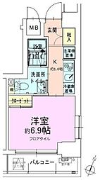門前仲町レジデンス弐番館 6階1Kの間取り