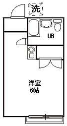 美しの森ハウスB棟 ワンルームの間取図画像