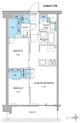 新宿区高田馬場3丁目マンション 2LDKの間取図画像