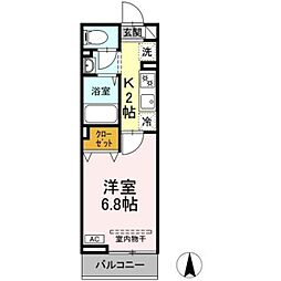 フォレストヤマザキ 1Kの間取図画像
