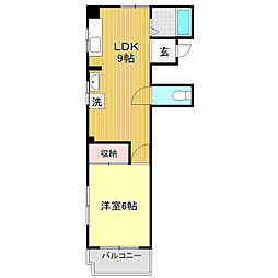 ヴィラ五番街 1LDKの間取図画像