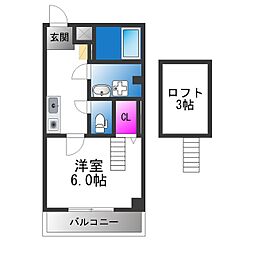 ブリリアント・コア 1Kの間取図画像
