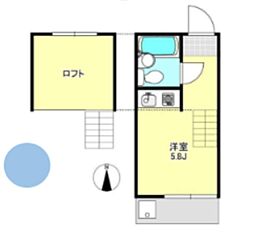 上野毛壱番館 ワンルームの間取図画像