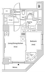 ザ・パークハビオ文京目白台プレイス 1LDKの間取図画像