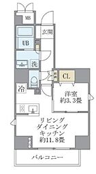 La Perla Yotsuya 2階1LDKの間取り