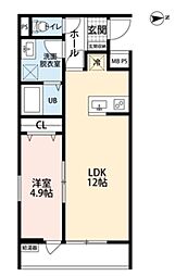 リーブルファイン谷在家 3階1LDKの間取り