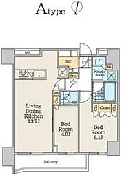 クレストコート中野富士見町 2LDKの間取図画像