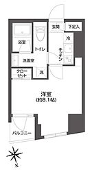 グランパセオ市谷甲良町 5階1Kの間取り