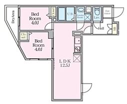 HJクラウンI 1階2LDKの間取り