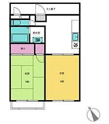 寺島ハイツ 2DKの間取図画像