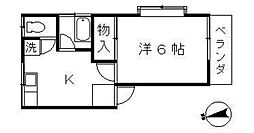グリーンハイト 1Kの間取図画像