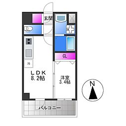 近鉄難波線 布施駅 徒歩5分の賃貸マンション 10階1LDKの間取り