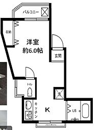 マック荻窪コート 1DKの間取図画像