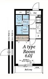 ヴィラ鳩ケ谷 3階1Kの間取り