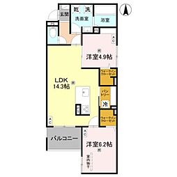 D-ROOM Imagawa 秋 2LDKの間取図画像