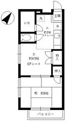 コルシード祐天寺 1DKの間取図画像