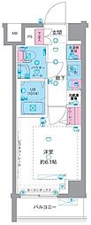 エストゥルース横浜吉野町II 1Kの間取図画像