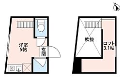 アジュール荻窪 1階ワンルームの間取り